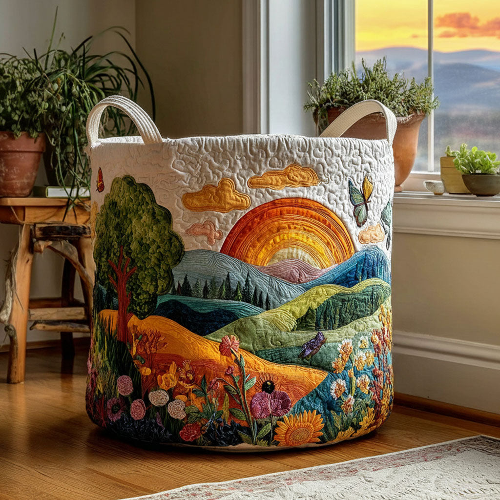 Sunrise Meadow Quilted Laundry Basket NCU0PTT2610