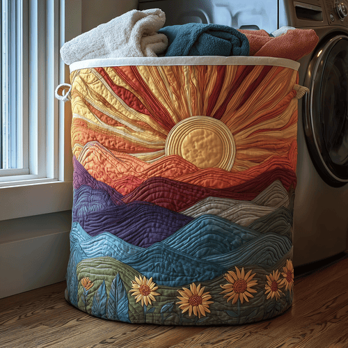 Sunrise Meadow Quilted Laundry Basket NCU0TH2926