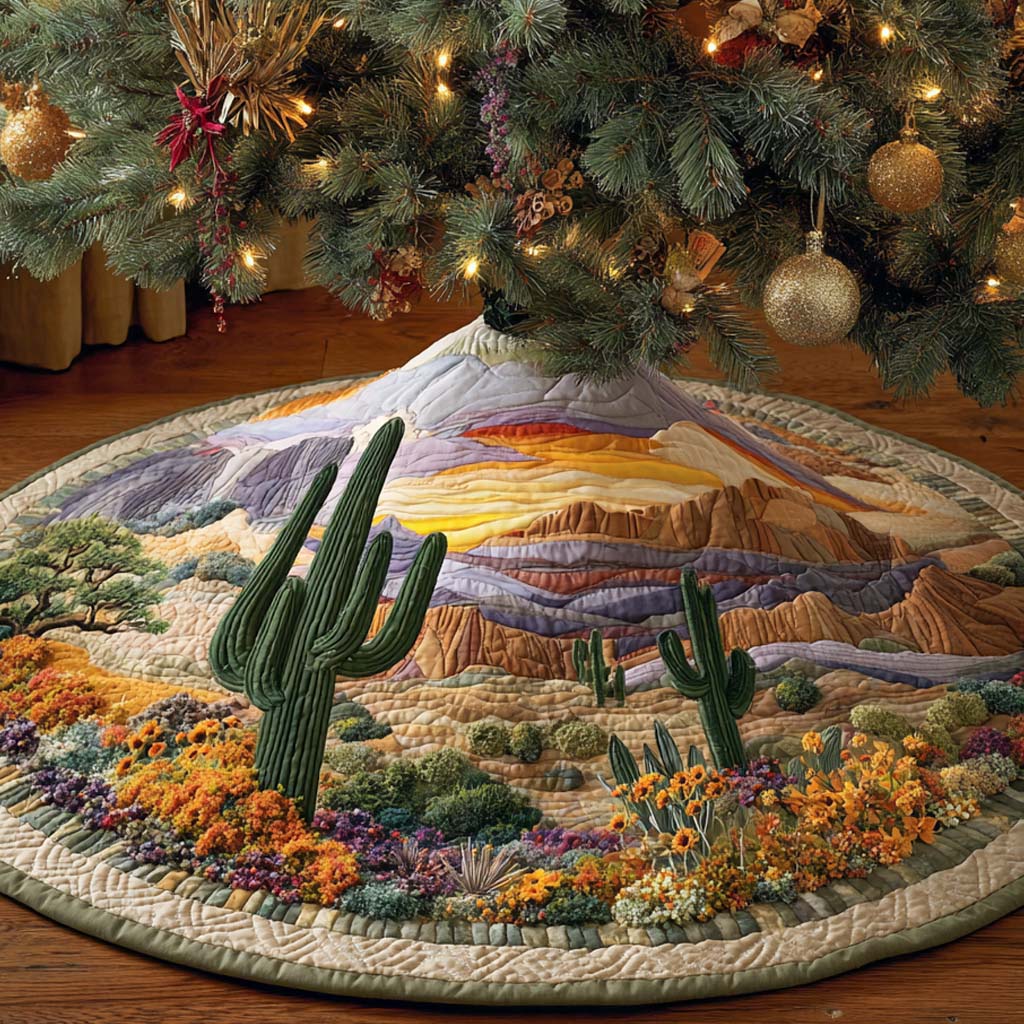 Sunrise Mesa Cactus Quilted Tree Skirt NCU0NXD1104