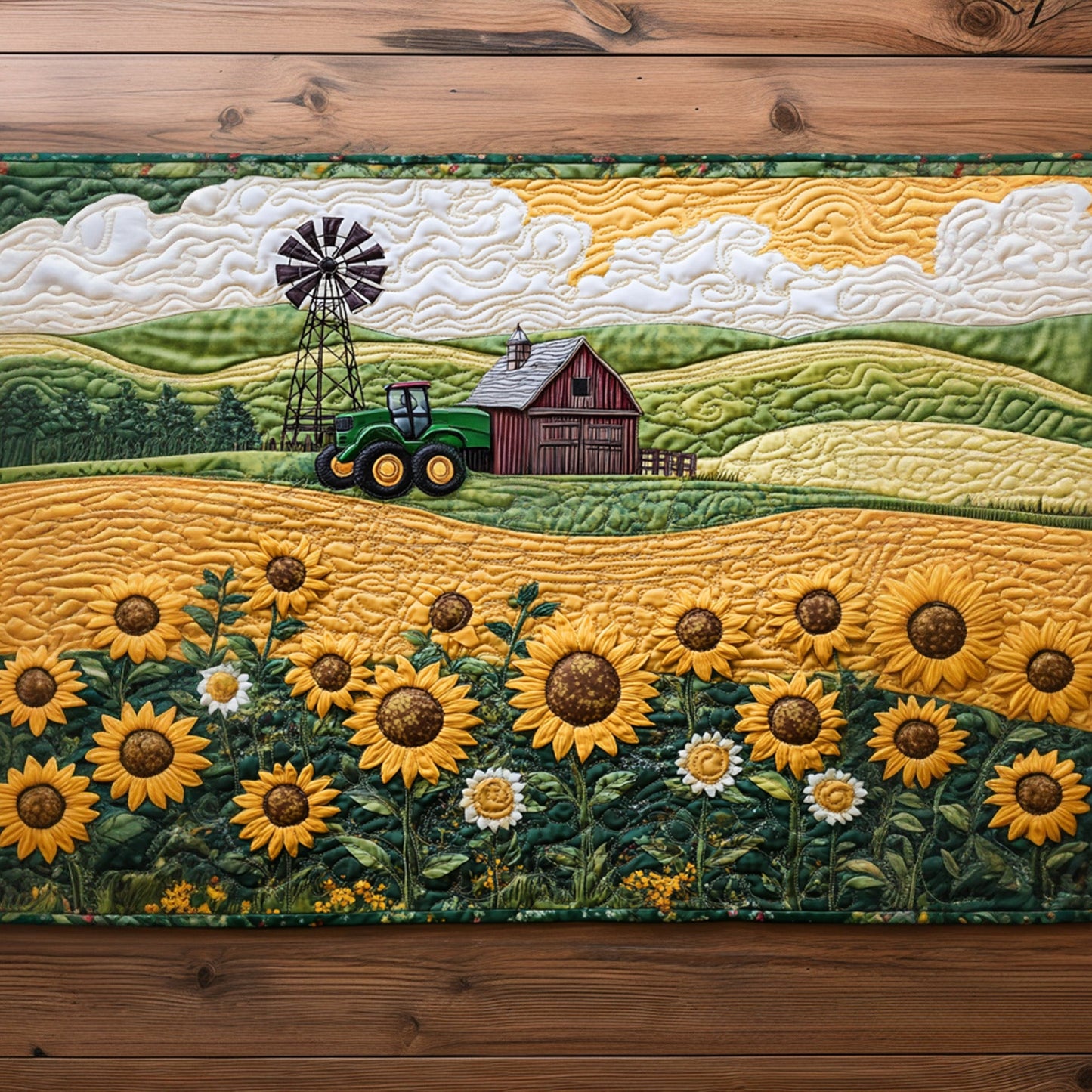 Sunrise Over Farm Quilted Table Runner NCU0PTT409