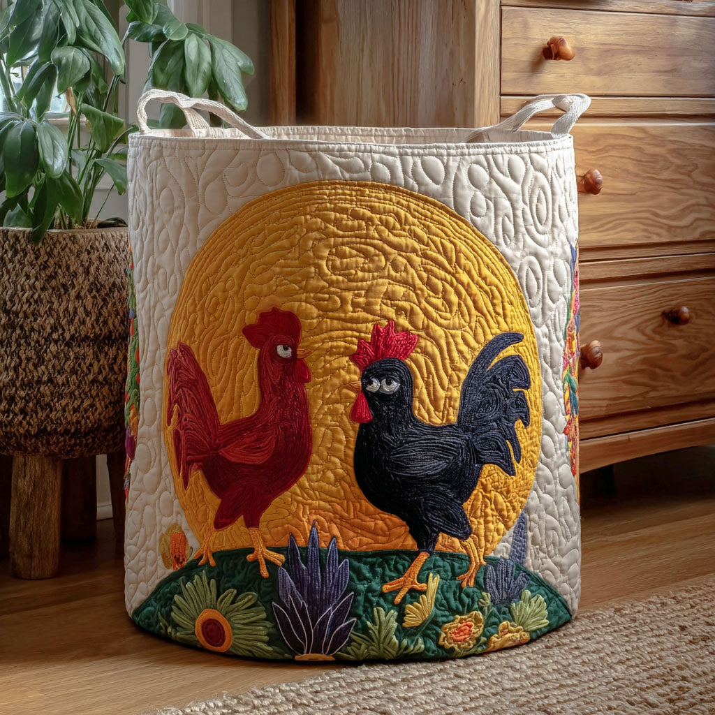 Sunrise Roosters Quilted Laundry Basket NCU0PTT1668