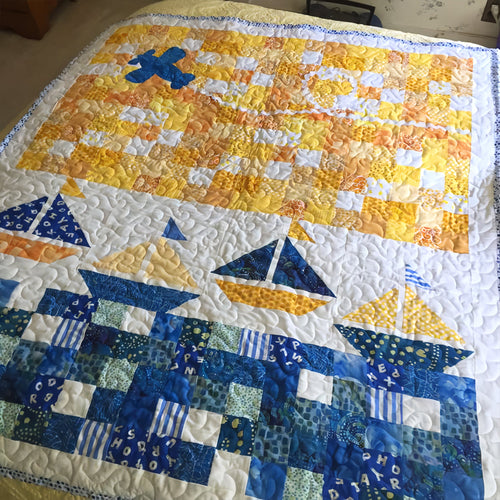 Sunset Boats Quilted Blanket NCU0TH609