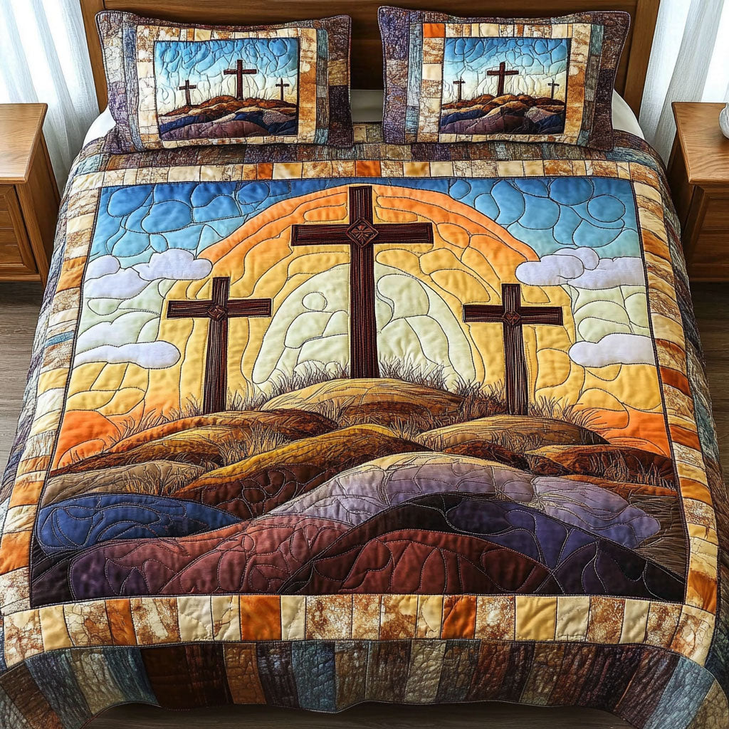 Sunset Cross 3-Piece Quilted Bedding Set NCU0NNT251