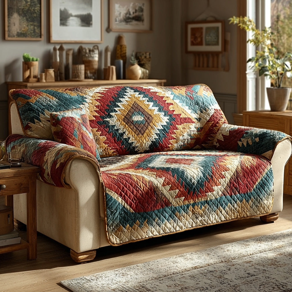 Sunset Aztec Quilted Sofa Cover NCU0LDH298