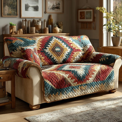Sunset Aztec Quilted Sofa Cover NCU0LDH298