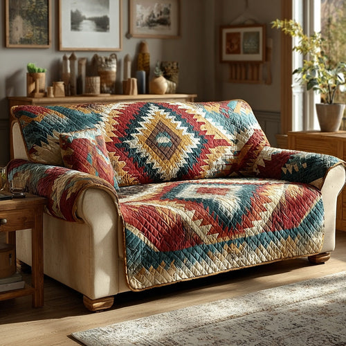 Sunset Aztec Quilted Sofa Cover NCU0LDH298