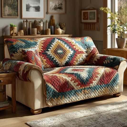 Sunset Aztec Quilted Sofa Cover NCU0LDH298