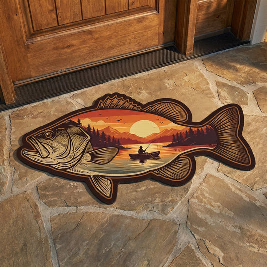 Sunset Bass Custom Shape Doormat NCU0NTV1017