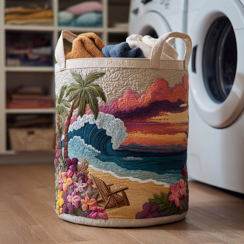 Sunset Beach Quilted Laundry Basket NCU0HNH369