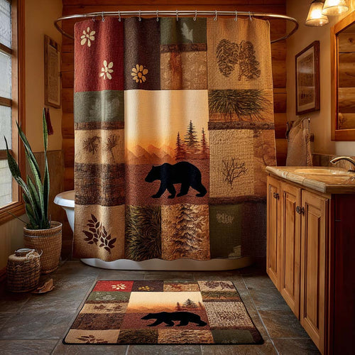 Sunset Bear Patch Shower Curtain NCU0DQQ0662
