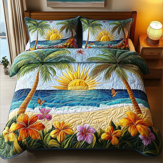 Sunset Blooms 3-Piece Quilted Bedding Set NCU0PVL326