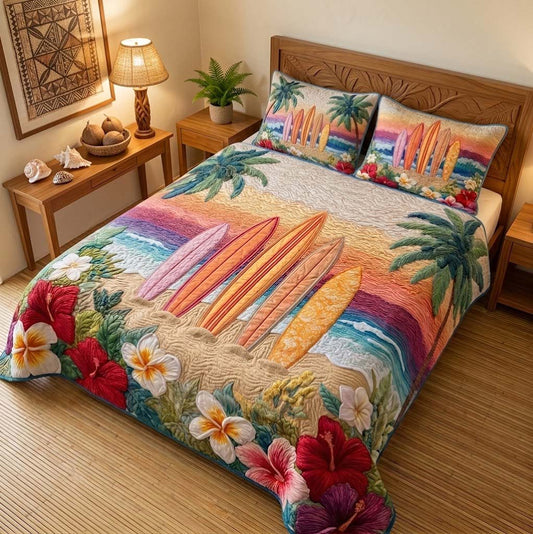Sunset Boardwalk 3-Piece Quilted Bedding Set NCU0DQQ0849