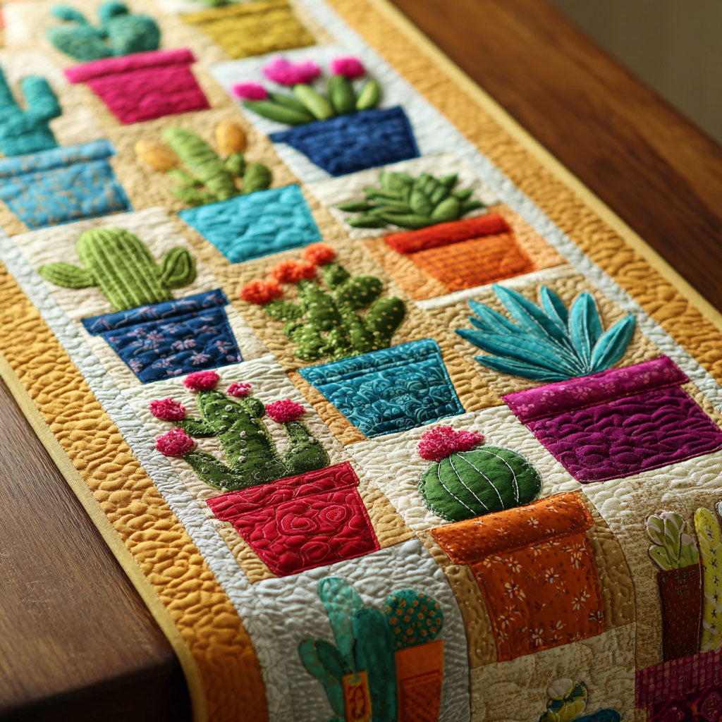 Sunset Cactus Quilted Table Runner NCU0DDK2593
