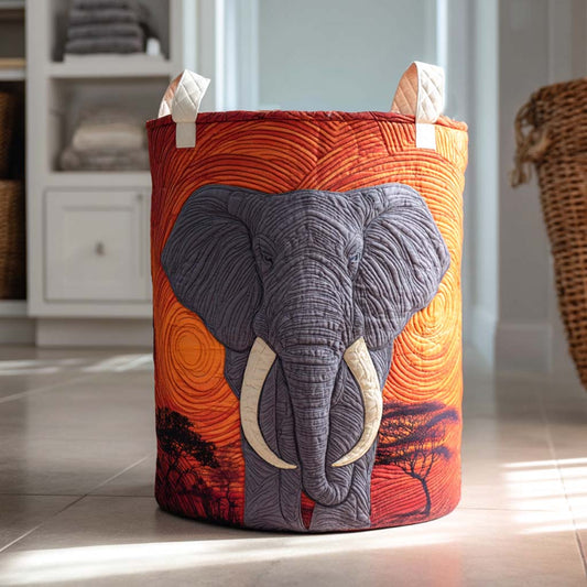 Sunset Elephant Quilted Laundry Basket NCU0NXD404