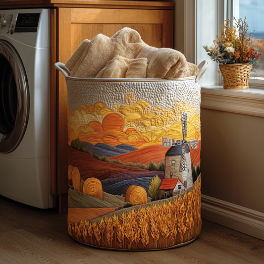 Sunset Fields Quilted Laundry Basket NCU0TH2952