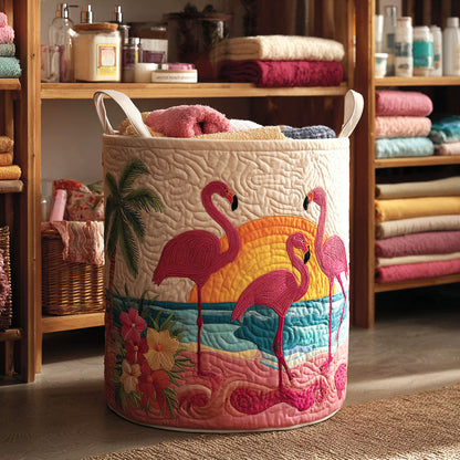 Sunset Flamingo Quilted Laundry Basket NCU0NTV168