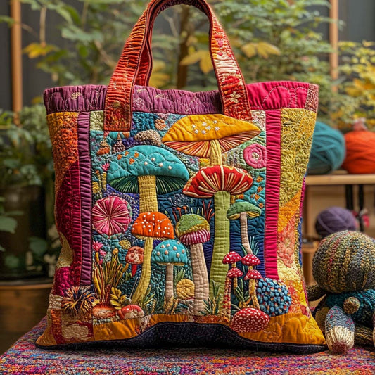Sunset Fungi Patch Quilted Tote Bag NCU0NXD1177