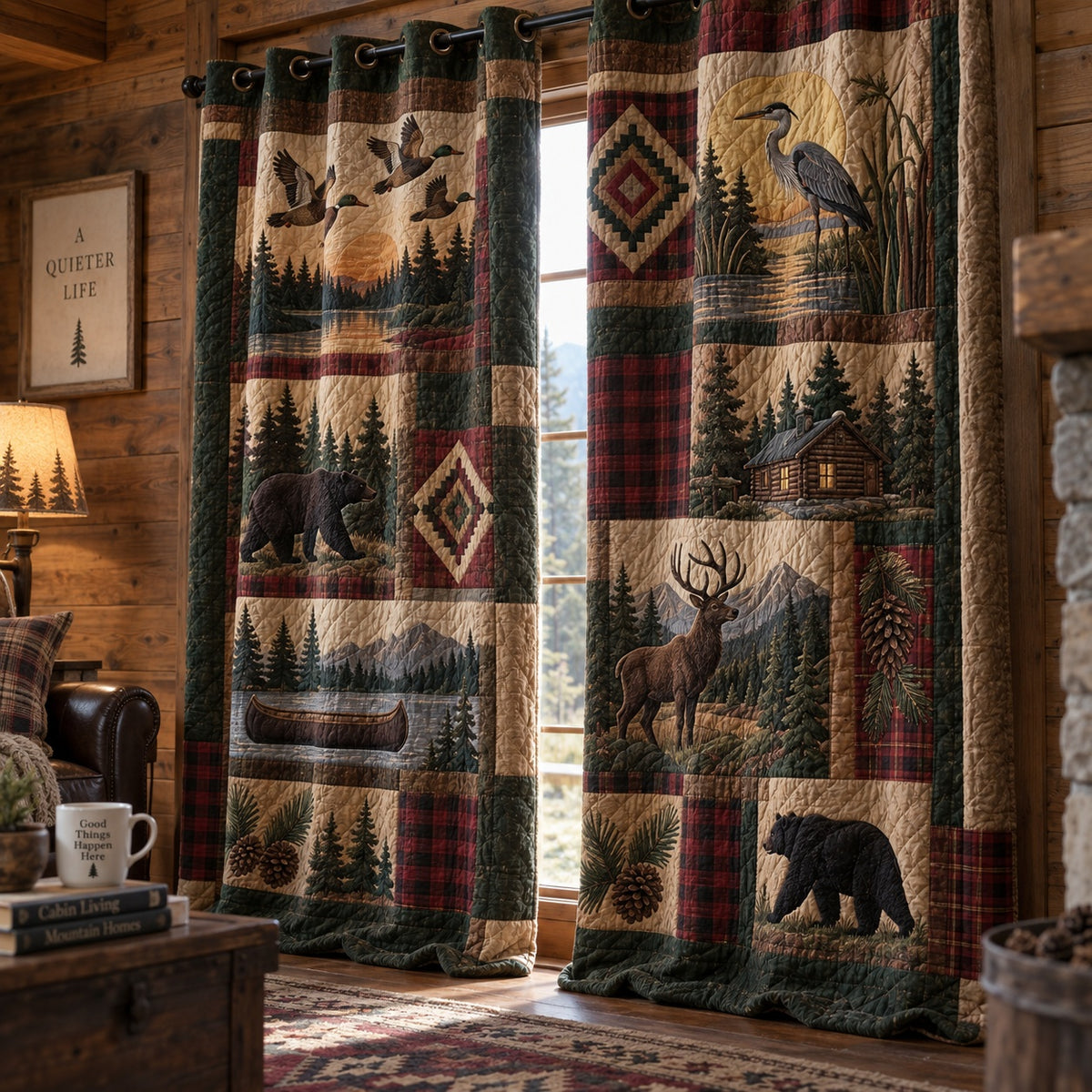 Sunset Heron Flight Quilted Curtains NCU0PVL1153
