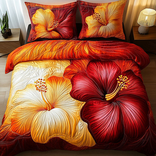 Sunset Hibiscus Glow Duvet Cover Set NCU0NNT462