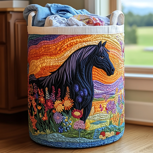 Sunset Horse Quilted Laundry Basket NCU0DDK1057