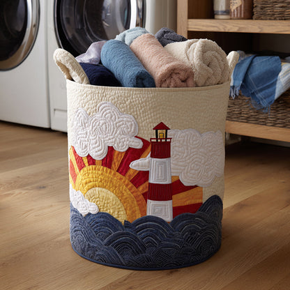 Sunset Lighthouse Quilted Laundry Basket NCU0HNH235
