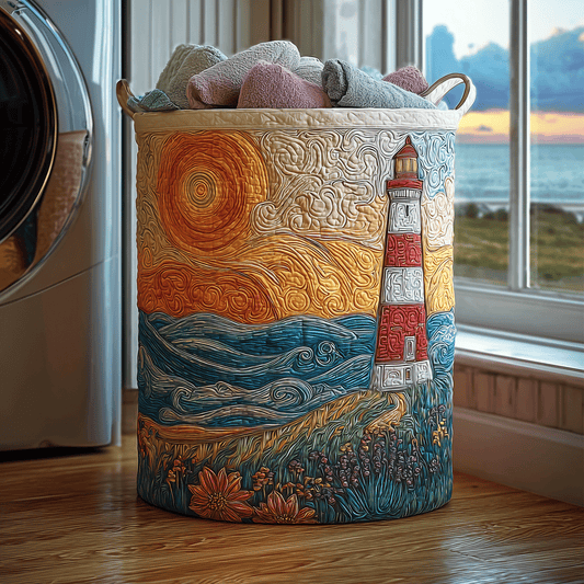 Sunset Lighthouse Quilted Laundry Basket NCU0TH2921