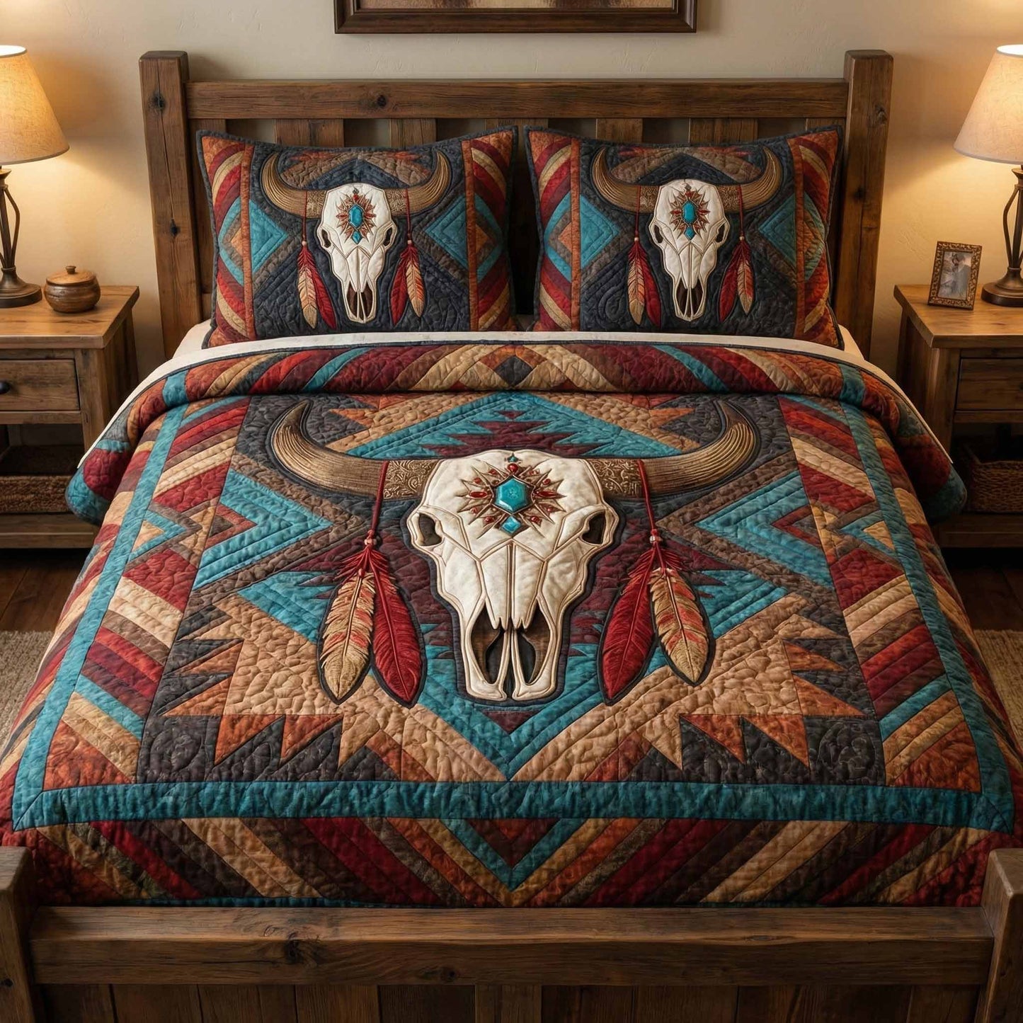 Sunset Longhorn 3-Piece Quilted Bedding Set NCU0NXD1608