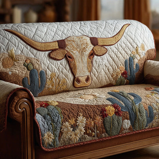 Sunset Longhorn Quilted Sofa Cover NCU0LDH171