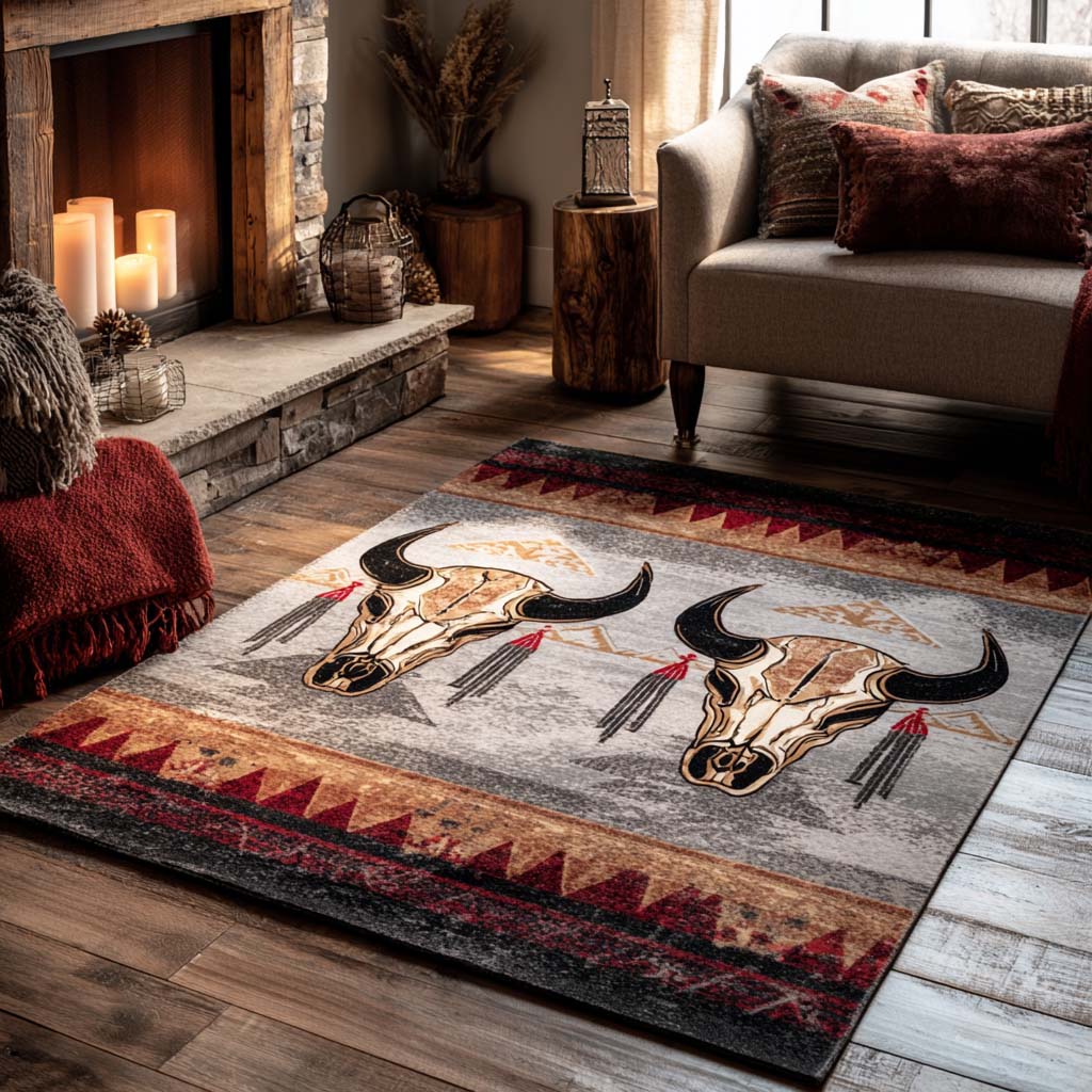 Sunset Mesa Steer Area Rug NCU0NXD1211