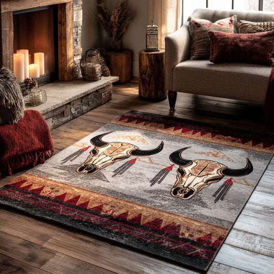 Sunset Mesa Steer Area Rug NCU0NXD1211