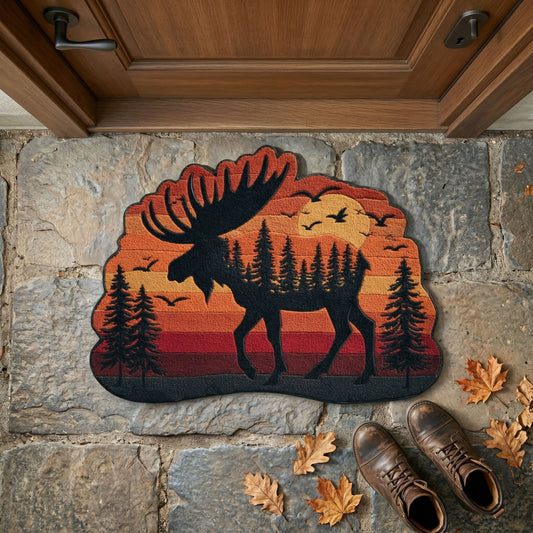 Sunset Moose Custom Shape Doormat NCU0NNT3086