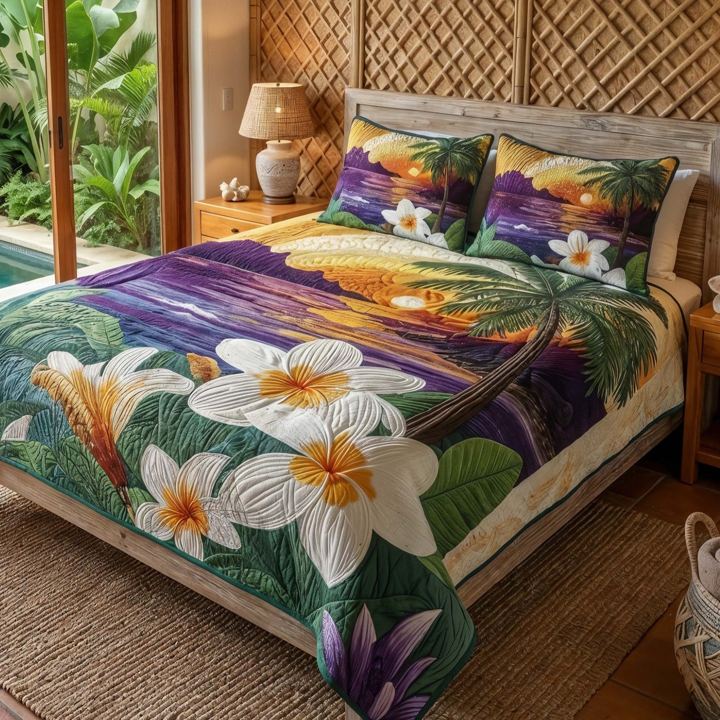 Sunset Paradise 3-Piece Quilted Bedding Set NCU0DQQ0838