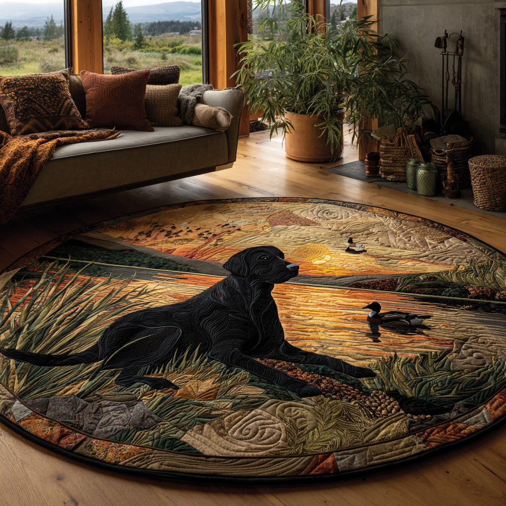 Sunset Retriever Quilted Round Mat NCU0DV1198