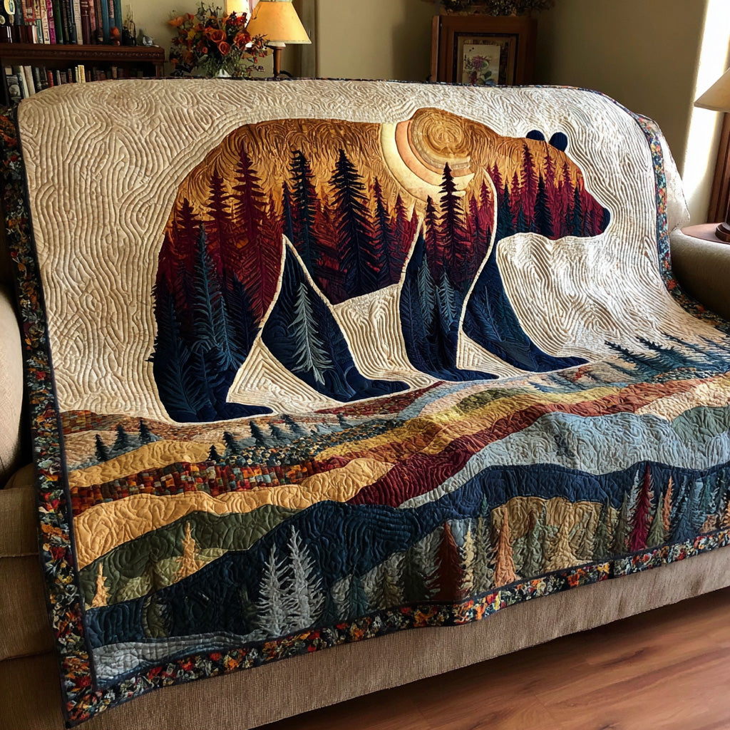 Sunset Ridge Bear Quilted Blanket NCU0LDH745