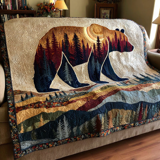 Sunset Ridge Bear Quilted Blanket NCU0LDH745
