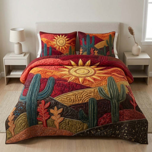Sunset Saguaro 3-Piece Quilted Bedding Set NCU0DQQ0782