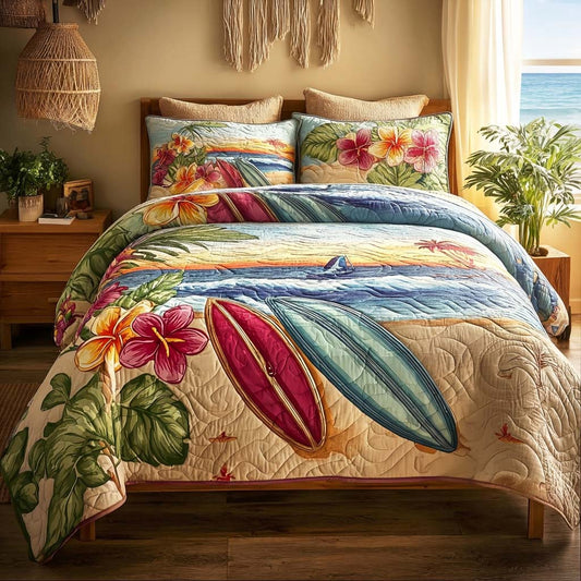 Sunset Surf 3-Piece Quilted Bedding Set NCU0DQQ0819