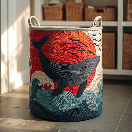Sunset Whale Quilted Laundry Basket NCU0NXD408
