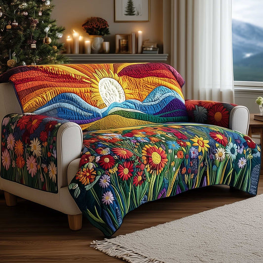 Sunset Wildflower Harmony Quilted Sofa Cover NCU0HTT181