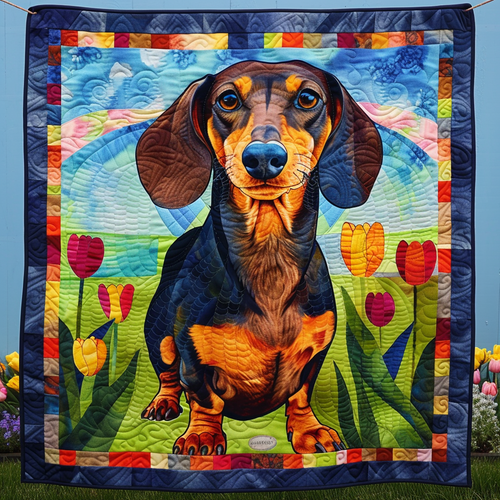 Sunshine Dachshund Quilted Blanket NCU0TH091