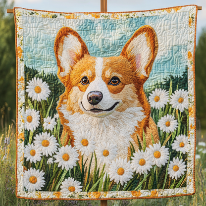 Sunshine Corgi Meadows Quilted Blanket NCU0DK1565