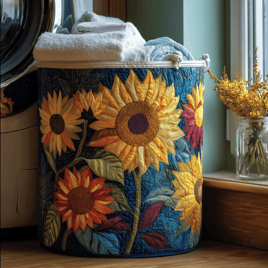 Sunshine Floral Quilted Laundry Basket NCU0TH2900