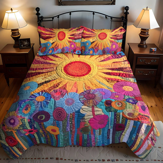 Sunshine Garden 3-Piece Quilted Bedding Set NCU0VL779