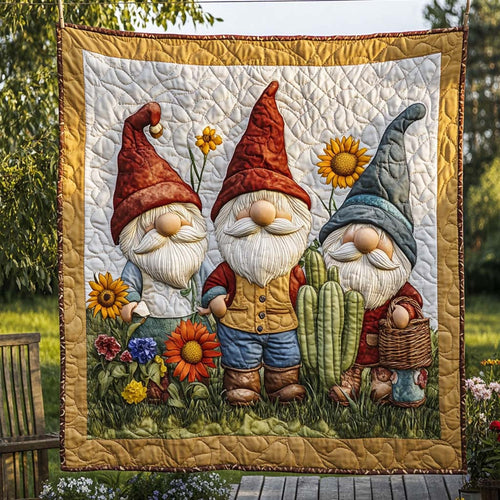 Sunshine Gnome Group Quilted Blanket NCU0NXD064