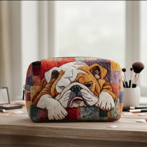 Sweet Bulldog Dreams Quilted Makeup Bag NCU0PTT1833