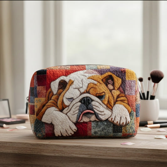 Sweet Bulldog Dreams Quilted Makeup Bag NCU0PTT1833