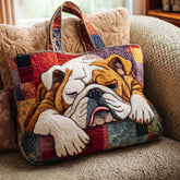 Bulldog Cuddle Quilted Tote Bag NCU0PTT1825