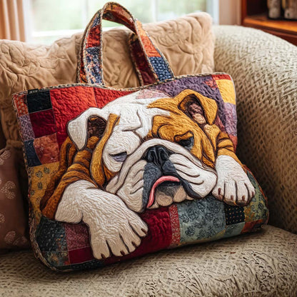 Bulldog Quilted Tote Bag NCU0QN077