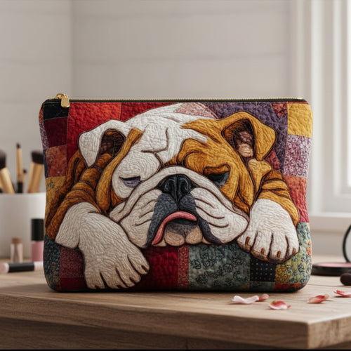 Sweet Bulldog Dreams Quilted Zipper Pouch NCU0PTT1833