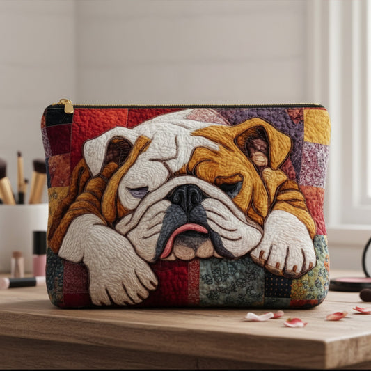 Sweet Bulldog Dreams Quilted Zipper Pouch NCU0PTT1833